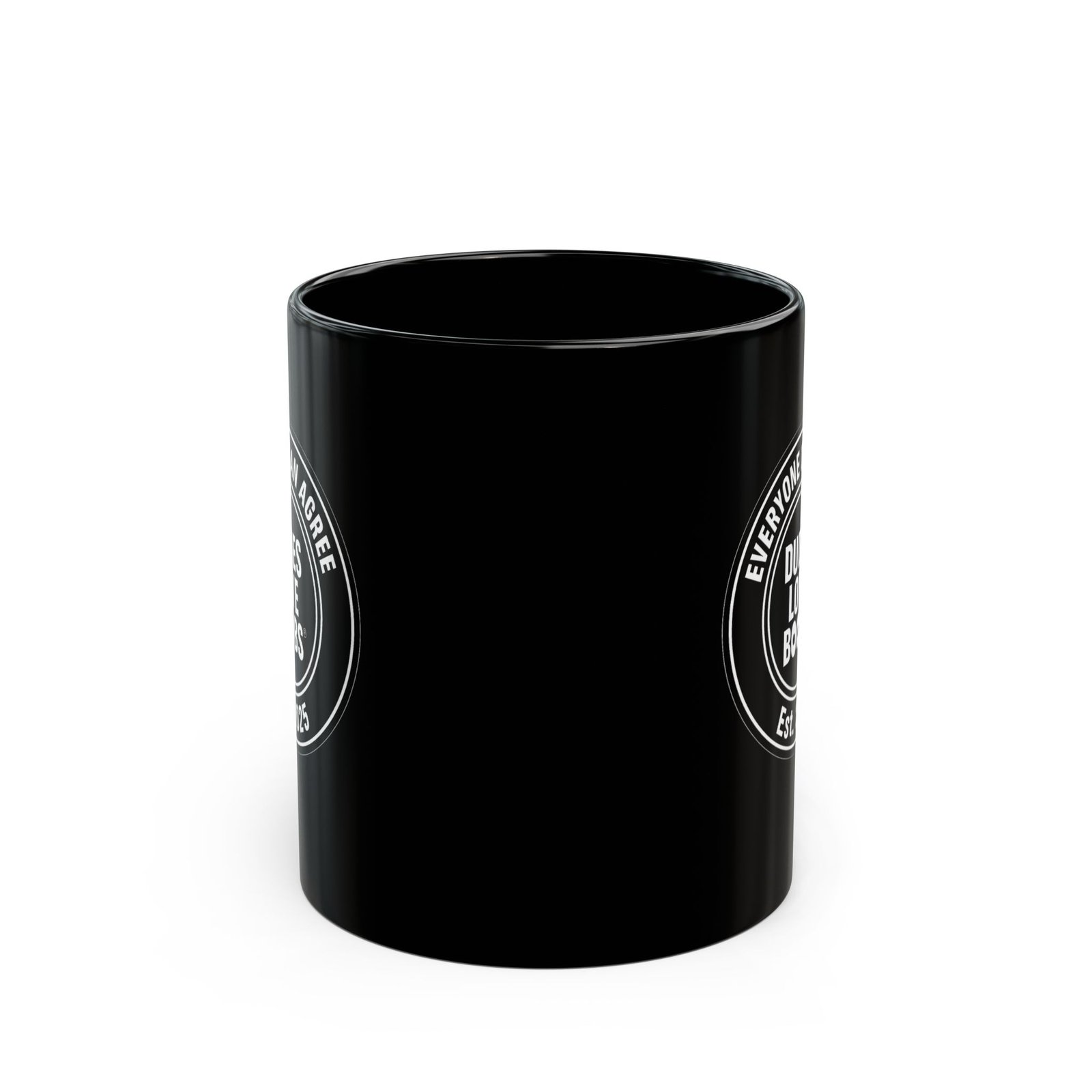 EVERYONE CAN AGREE™ — DUDES LOVE BOOBS® Brand Black Coffee Mug (11oz) - Image 2