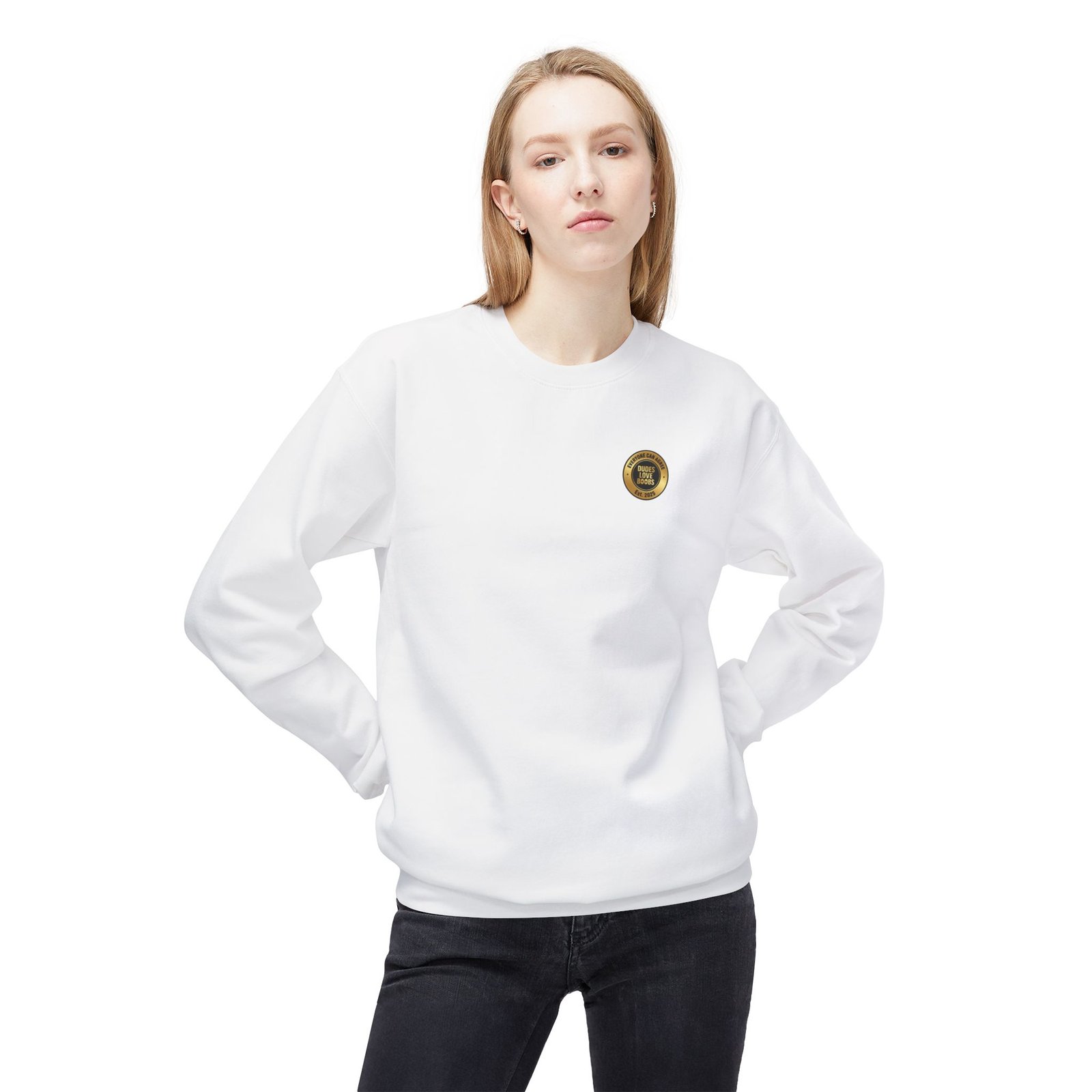 EVERYONE CAN AGREE™ Badge Logo Sweatshirt — DUDES LOVE BOOBS®│Unisex - Image 9