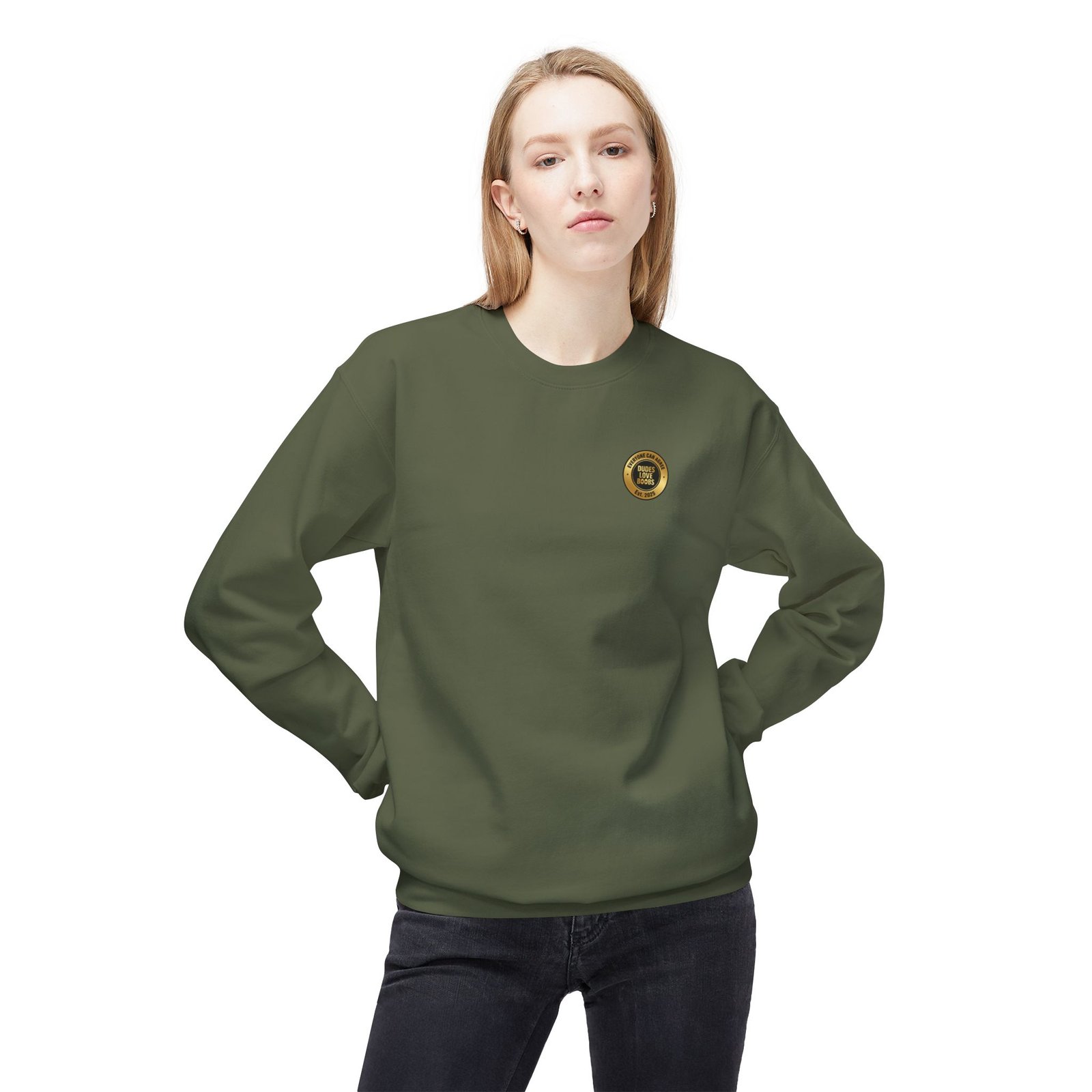 EVERYONE CAN AGREE™ Badge Logo Sweatshirt — DUDES LOVE BOOBS®│Unisex