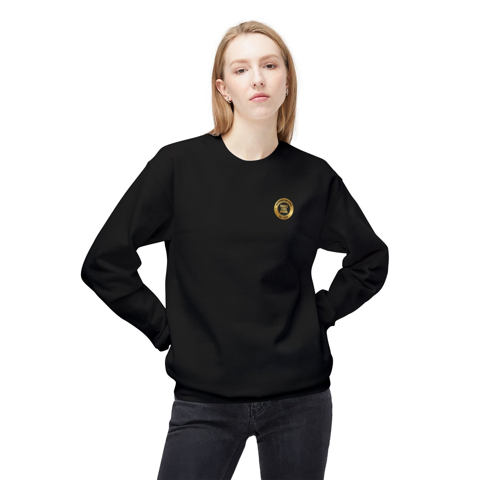 EVERYONE CAN AGREE™ Badge Logo Sweatshirt — DUDES LOVE BOOBS®│Unisex - Image 4